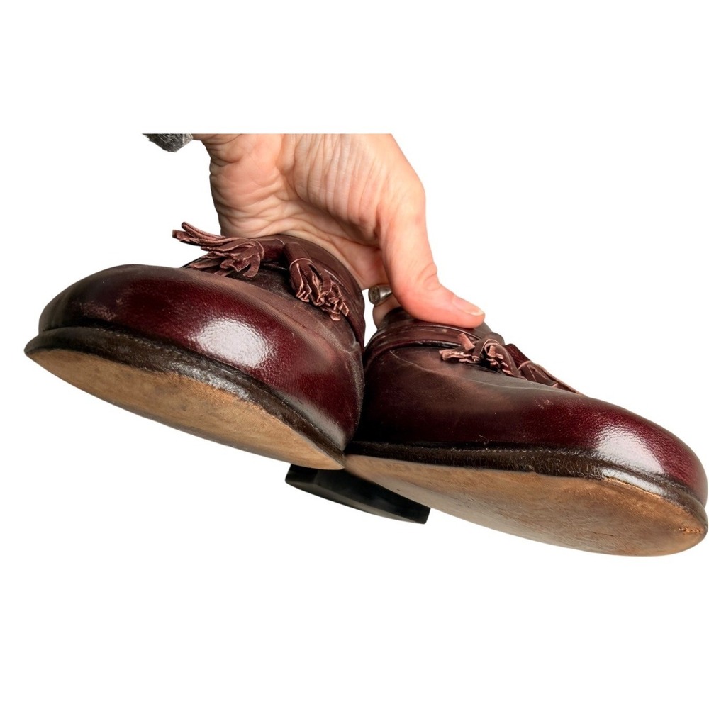 Bally Hardy Tassel Loafers Mens 11.5 D Oxblood Burgundy Leather‎ Nappa Flex - Picture 11 of 12